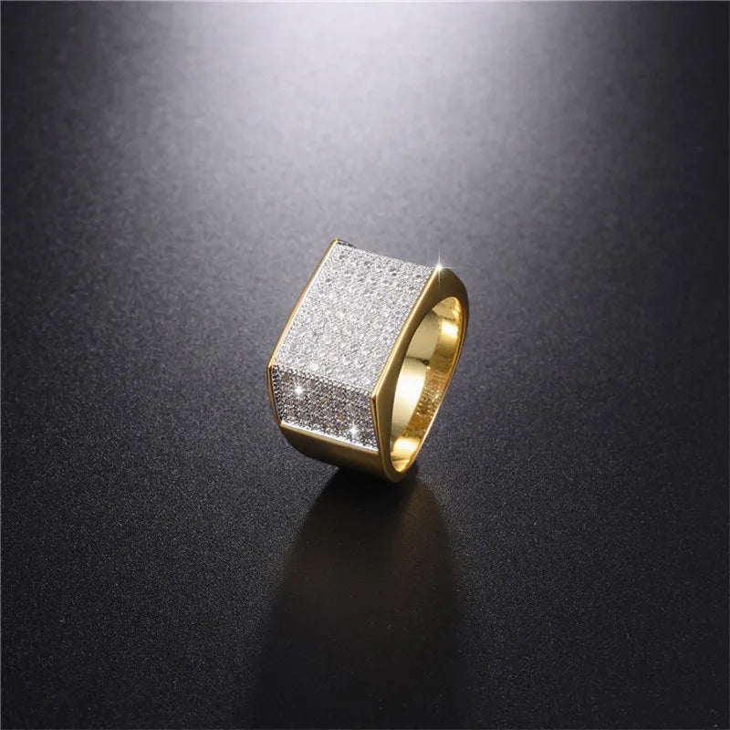 Men's Luxury Hip Hop Ring jewelry 925 Silver bling SONA Simulated Diamond painting full gold rings for boys Party gift Size 8-13