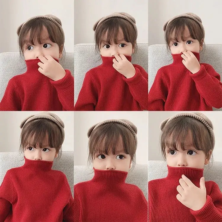 1 to 7 Years Baby Girls Knitted Sweater 2020 Spring Winter Autumn Wear Long Sleeve Warm Solid 6 Colors Kids Toddler Sweater Top