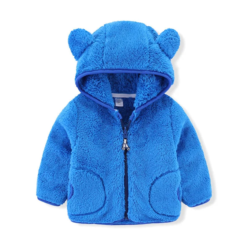 Colorful Fleece Hoodies 2-6T Long Sleeve Zipper Baby Coats for Boys & Girls Cute Hooded Jackets Kids Outerwear for Autumn Spring
