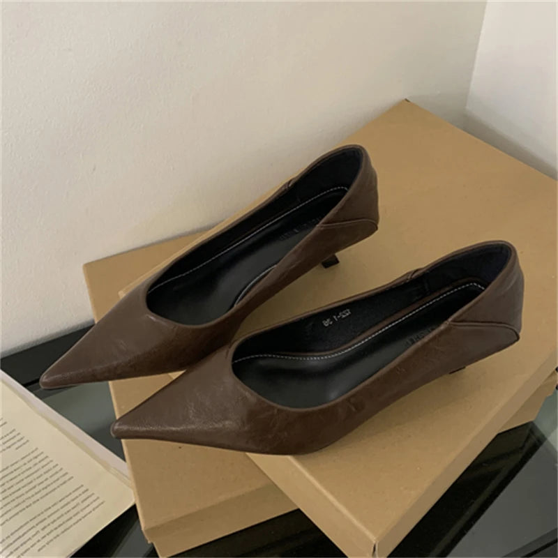 2025 Summer Latest Design Women's High Heels Sexy Leopard Pattern Shallow Mouth Hard-Wearing Platform Shoes Pointed Fashion