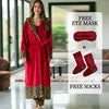 Free Shipping Bathing Robes for Women Elegant Sleepwear Flannel Christmas Five Piece Pajamas Set