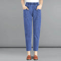 Women Plus Size 4xl Casual Denim Ankle-length Pants Vintage Mom Baggy Vaqueros Elastic High Waist Spring Summer Harem Jeans