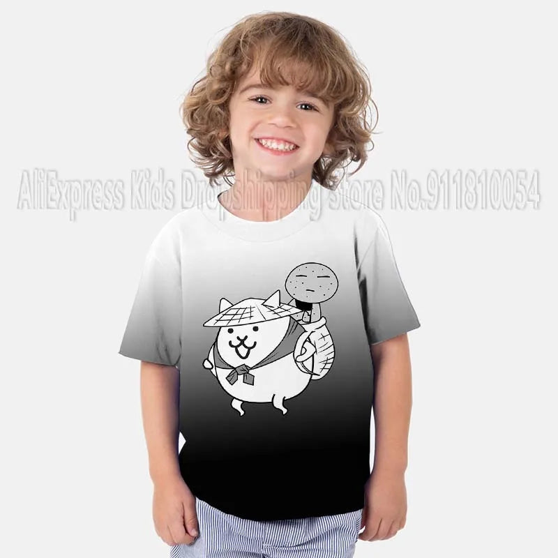 Kids The Battle Cats T Shirts Boys Girls Cartoon Game 3D Print Tshirts Summer Toddler Children Short Sleeve T-shirts Camiseta