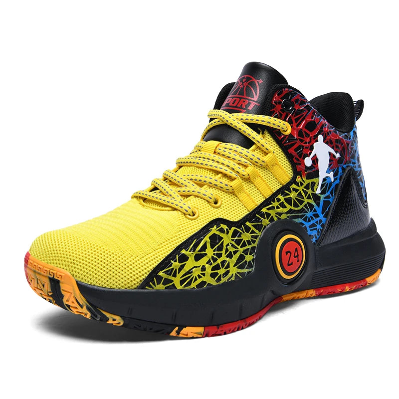 Hot Selling Street Style Fashion High Top Wear Resistant Professional Sports Shoes Mens Basketball Sneakers