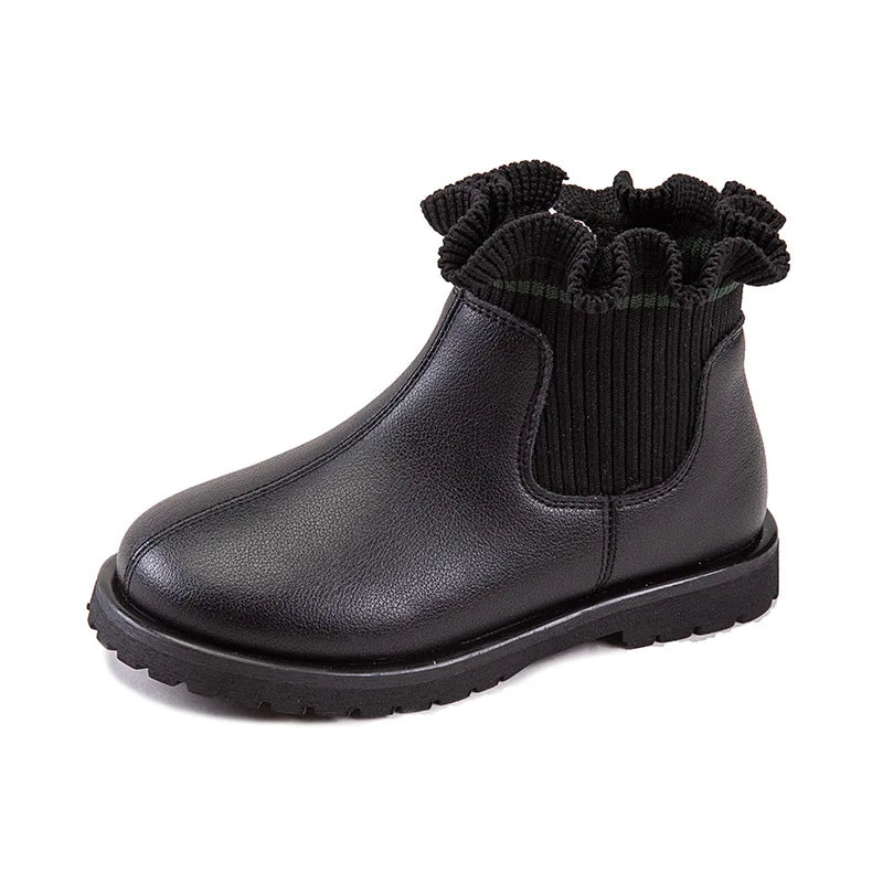 2026 Girls Boots Autumn Winter Children Boots Fashion Flower Soft Leather Warm Kids Boots Princess Girls Ankle Boots Size 22-37