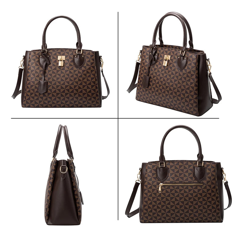 Women's Handbag Fashion Bag Leather Tote Bag 2022 New Women's Zippered One-shoulder Large Work Bag