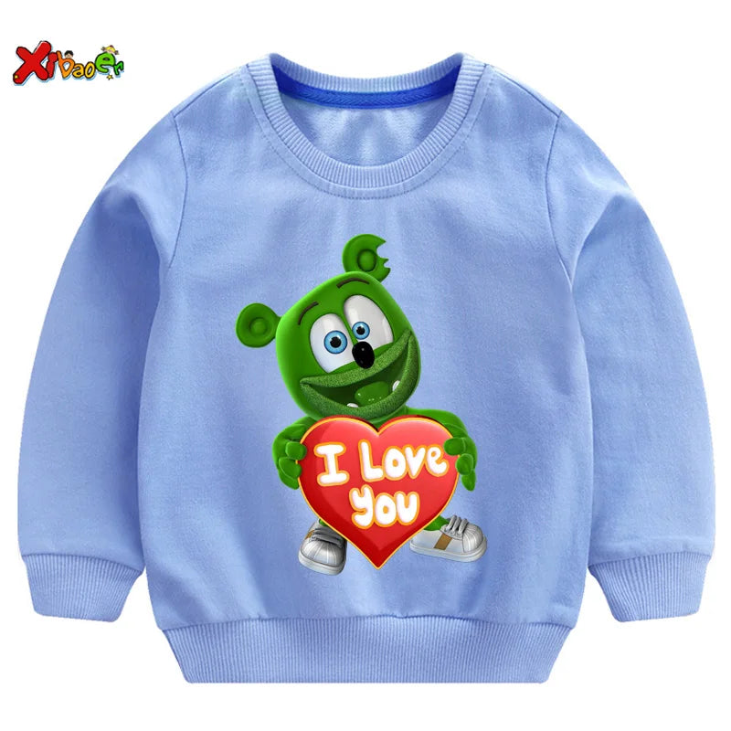 Gummy Bear kids hoodies sweatshirts I LOVE YOU t shirt Fashion Personality Casual T Shirt children boys girls T-shirt sweatshirt