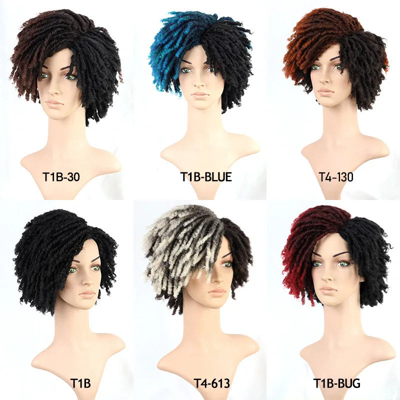 Factory Price Dreadlock Wigs for Black Women Short Natural Twist Curl Faux Crochet Hair Braids Ombre Color Dread Locs Wig