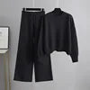 Autumn and Winter New Fashion Casual Knit Suit Pants Women's Version of Loose Sweater Wide Leg Trousers Long Pants Two-piece Set