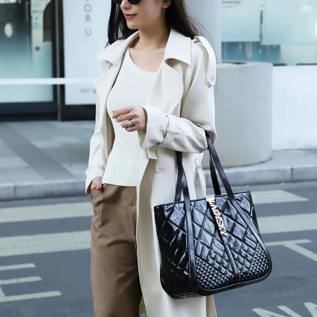 Top Product 2025 Ladysky Super Fiber Autumn Zipper Closure Fashion Ladies Shoulder Tote Bag Quality Factory Supplier 35