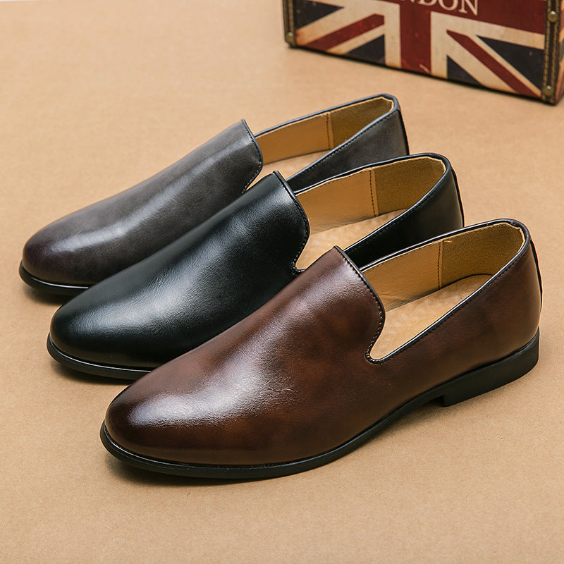 Spring and Autumn Loafers Men's British Bean Shoes Business Casual Slip-on Lazy Youth Dress Stylist Leather Shoes