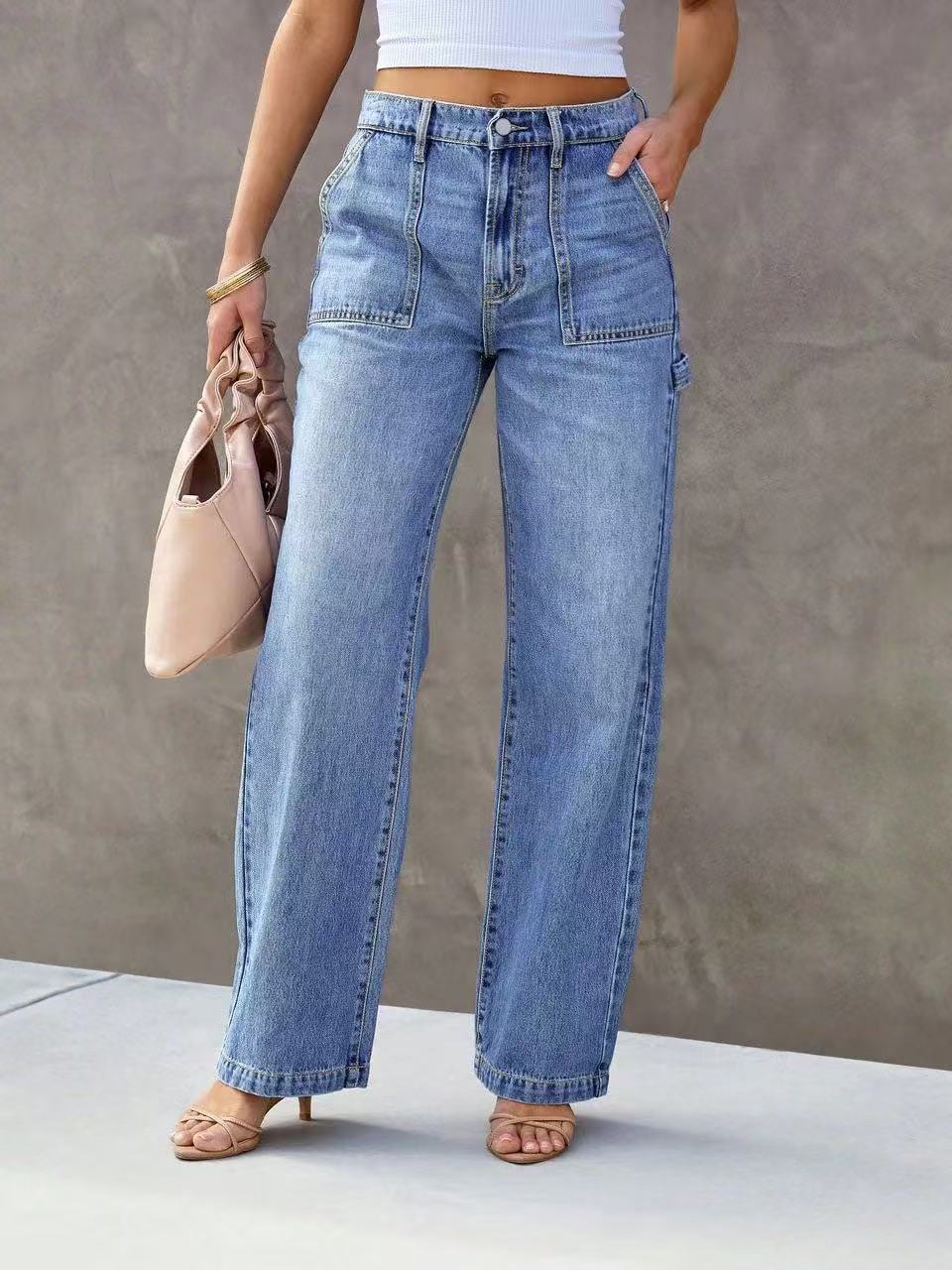 European and American Cross-Border Jeans for Women 2025 New Loose Straight Leg Jeans Are Comfortable and Fashionable
