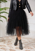 European and American Cross-Border Best-Selling Large Size Black Edge Ruffled Girls' Skirts Women's Skirts