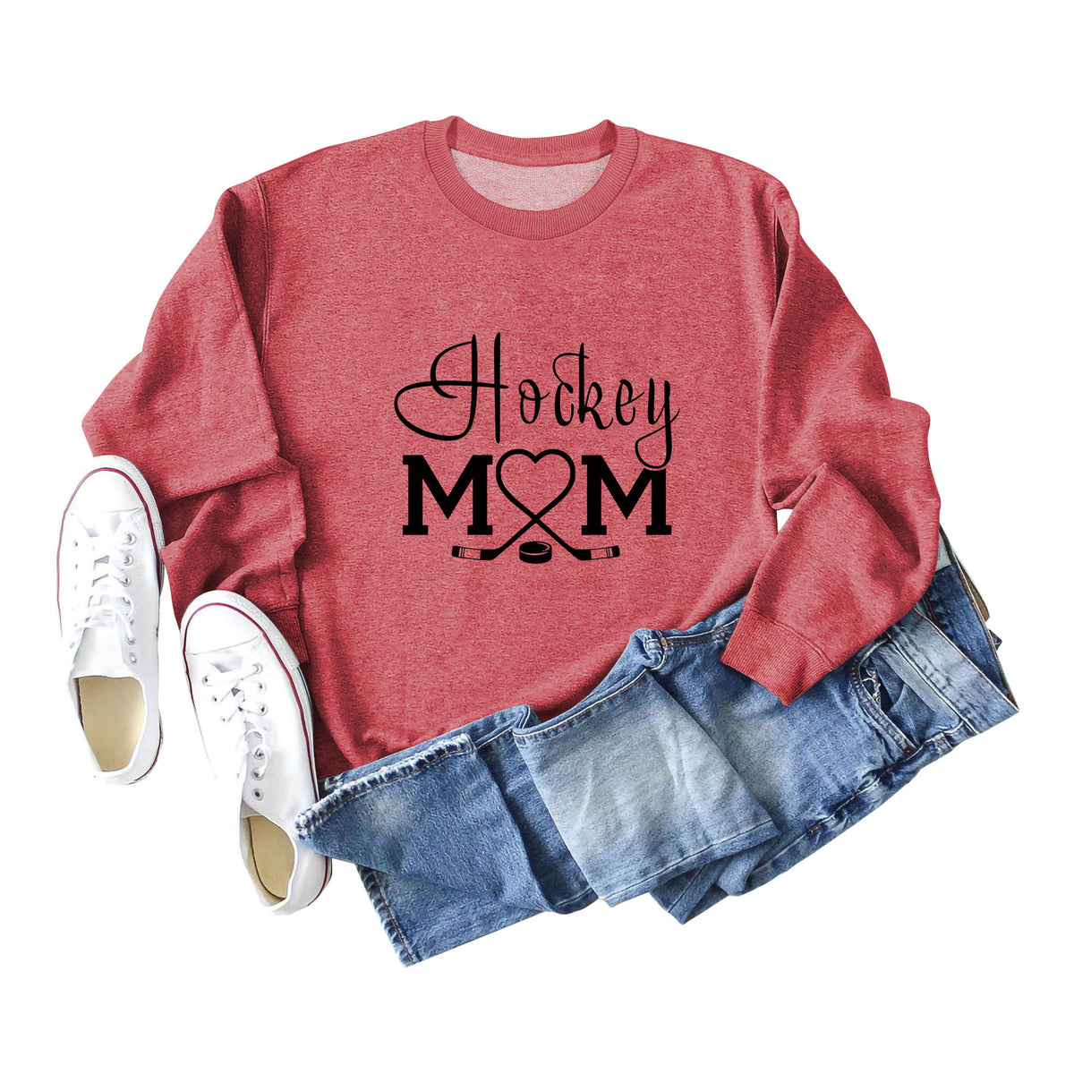 Amazon Wish Independent Station Fashionable Simple Hockey Mom Letter Fun Printed Women's Casual Sweatshirt