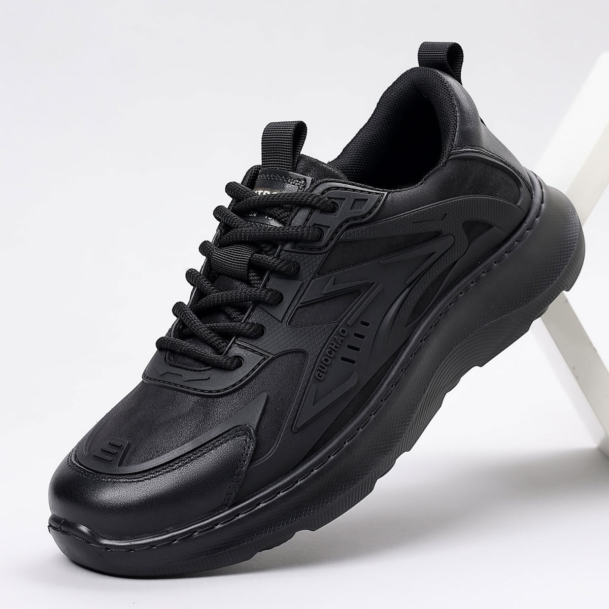 Winter Men's Shoes New Thick-Soled Sports Casual Leather Shoes Lace-Up Men's Casual Shoes Versatile Fleece-Lined Warm Shoes for Men