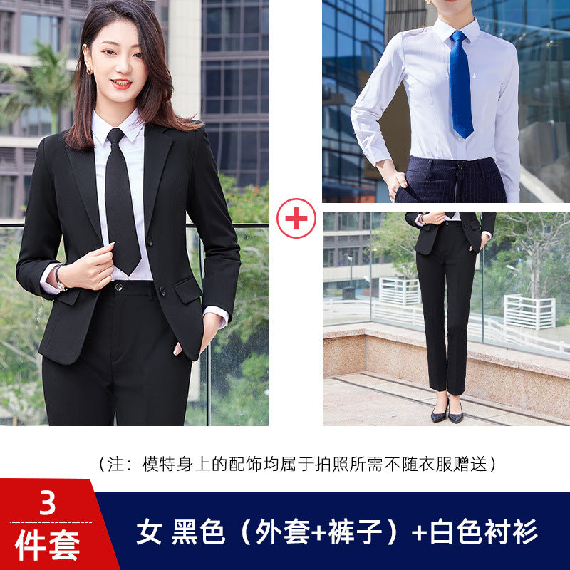 Two-button color spinning four-sided elastic treasure blue teacher suit suit men's and women's same style professional attire 4S shop suit wholesale