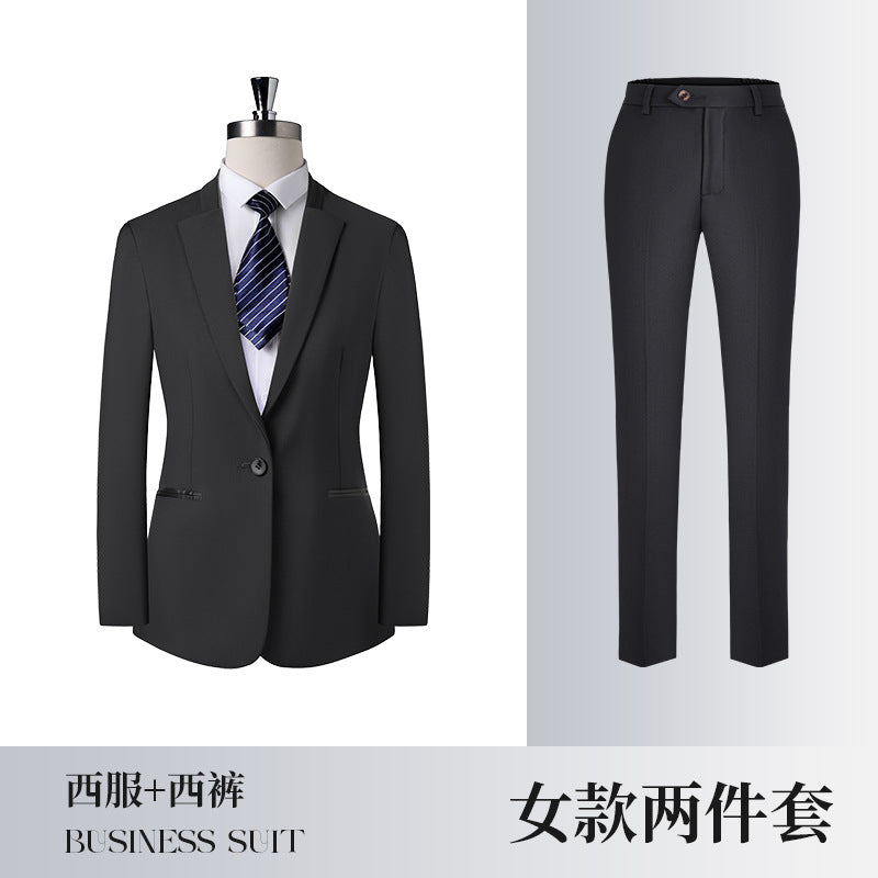 Gray Business Attire for Men and Women, Autumn and Winter Slim Business Bamboo Pattern Suit, Women's Trousers and Vest