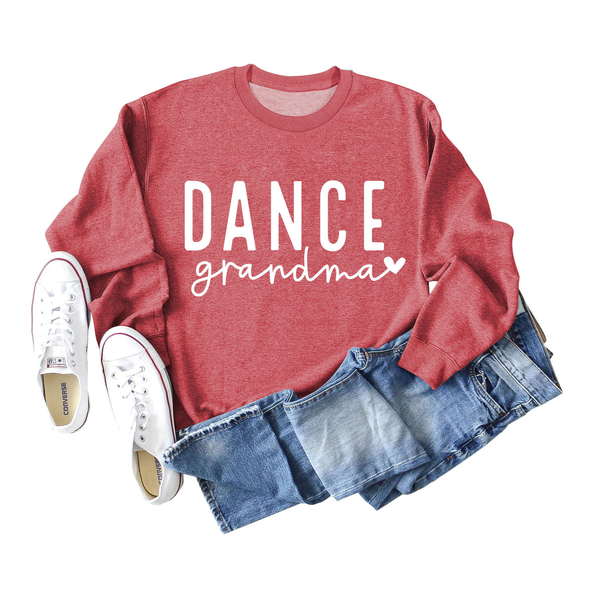 Amazon independent station Dance grandma love letter fashion loose round neck autumn and winter long sleeve sweater women