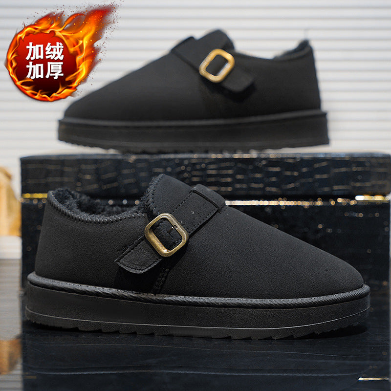 Men's Snow Boots Winter 2025, Leather and Fur Integrated, Thickened and Warm, Home Use, Northeast Large Cotton Boots, New Men's Shoes