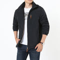 Men's Autumn and Winter Jacket Hooded Business Casual Velvet Thickened Top Waterproof Young and Middle-Aged Hooded Windbreaker Jacket