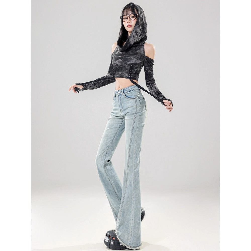 Petite Women's 2025 New High-Waisted Versatile Slim-Fit Stretchy Flared Jeans for a Trendy Look