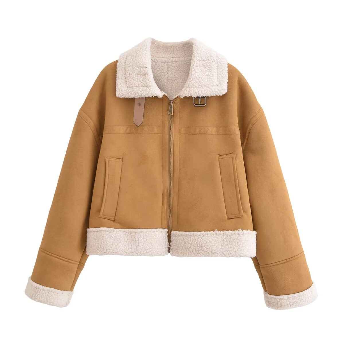 Foreign Trade Women's Clothing 2025 Autumn and Winter European and American Street Fashion Casual Zipper-Decorated Reversible Jacket for Women W69090