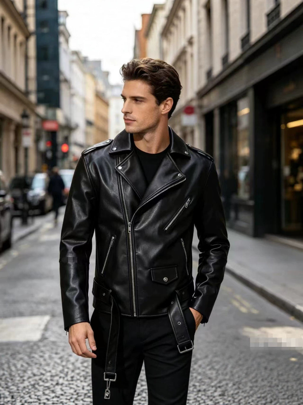 2025 Autumn/Winter New Men's Pu Leather Jacket, Large Size Men's Leather Clothing for Foreign Trade, Aliexpress Amazon Motorcycle Leather Jacket