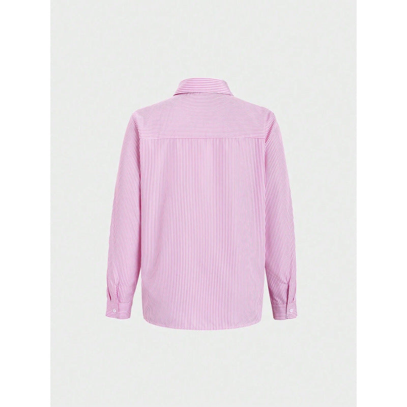Foreign Trade New Cross-Border Blouses Casual Long Sleeve Striped Shirt Suitable for Daily Wear