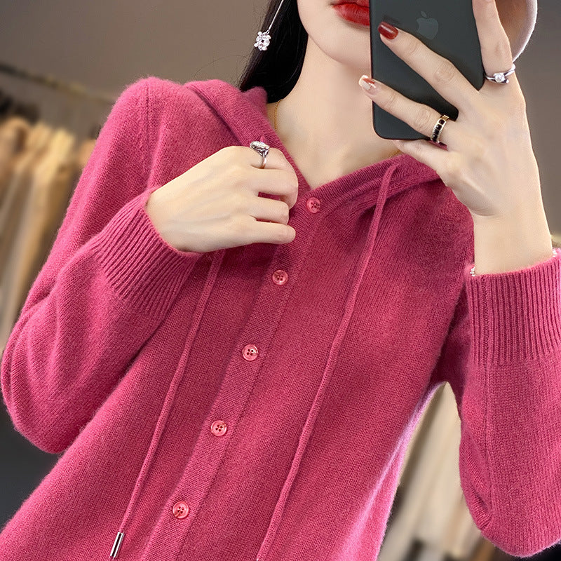 Autumn and winter New hooded cardigan long-sleeved women's hoodie Western style all-match sweater loose outer wear undershirt