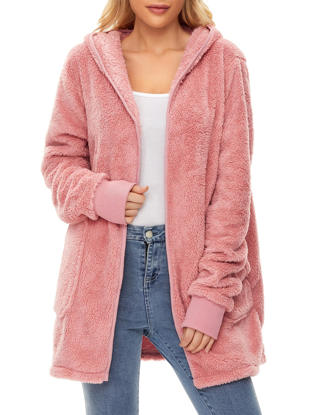 Cozy & Warm Women's Fleece Hoodie - Oversized, Windproof