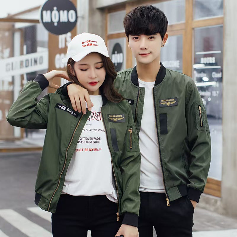 New Couple Coat Men's Trendy Baseball Suit Coat Women's Spring and Autumn Thin Loose Bomber Jacket Coat Overalls