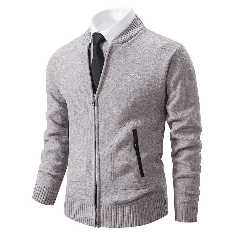 Cross-border Men's Winter Men's Sweater Sweater Sweater Baseball Collar Slim-fit Fashionable fleece-lined Thickened Warm Jacket