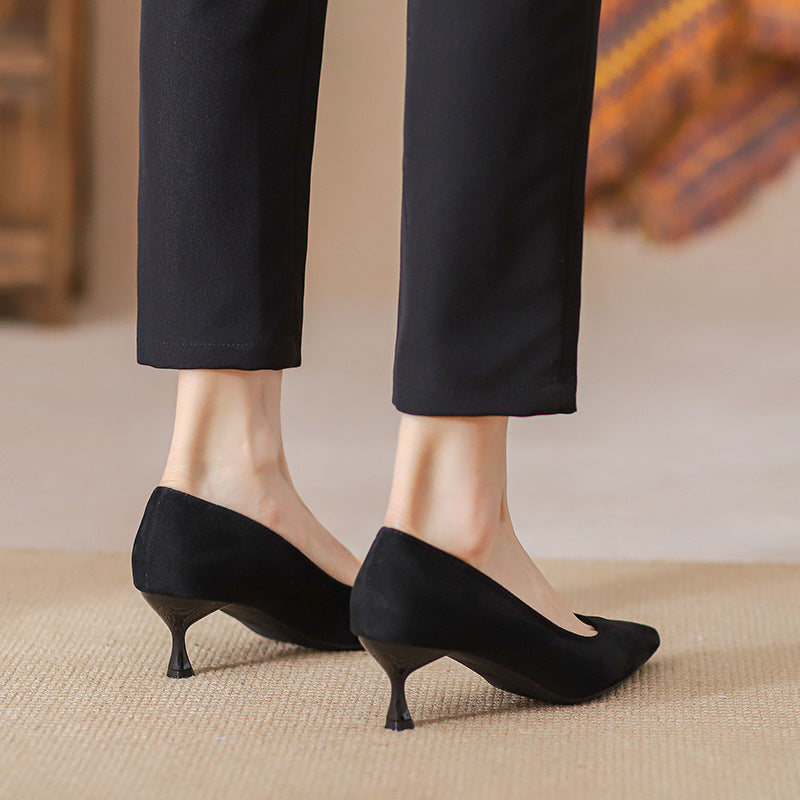 9878 High Heels Women's Stiletto Heel 2024 Spring and Summer New Temperament Goddess Black Single Shoes Interview Professional Work Shoes