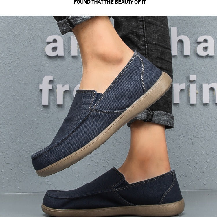 New CROSS All-match Canvas Shoes Men's Slip-on Outdoor Low-top Shoes Breathable Loafers Casual Thin for Youth