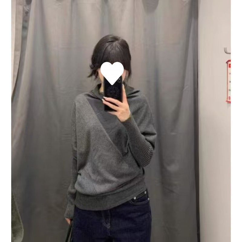 Korean Style Irregular Turtleneck Sweater Women's Autumn and Winter 2024 New Relaxation Lazy Style Bat Sleeve Sweater Top