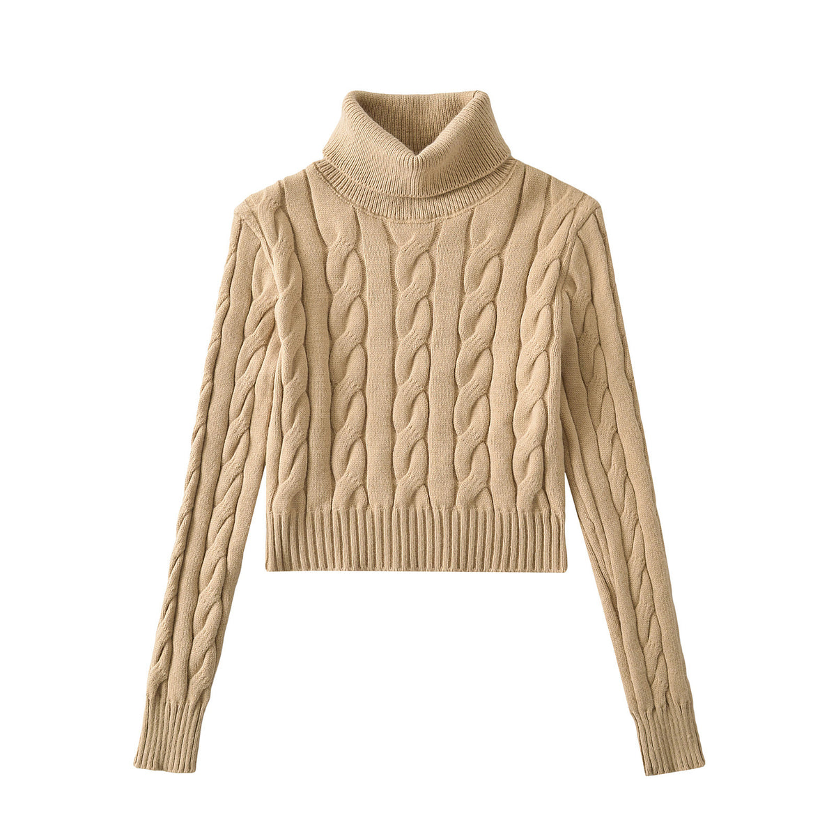 2024 Winter New Spice Girls High Neck Twist Sweater Women's Solid Color All-match Lazy Style Short Base Long Sleeve Sweater
