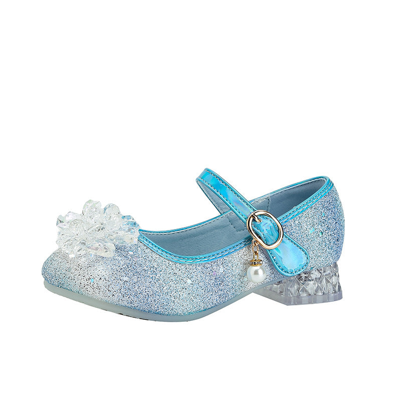 Girls High Heels Aisha Crystal Leather Shoes Girls Show Princess Shoes Spring and Summer New Arrival Girls Rainbow Shoes