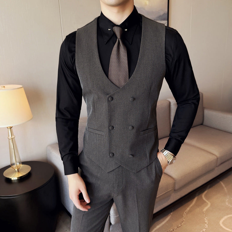 New Spring and Summer High-end Slim-fit Vest Pants suit Men Business Casual Vest Set Best Man Group Dress Suit Men