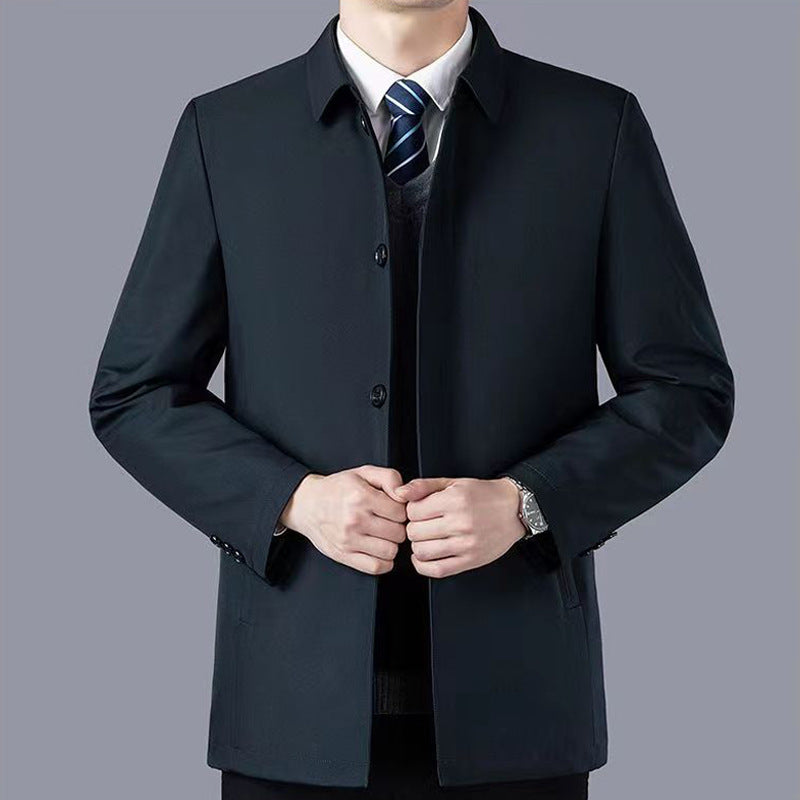Manufacturer Wholesale Middle-Aged and Elderly Dad Jackets Men's Spring and Autumn Middle-Aged High-End Executive Jackets Button Casual Tops