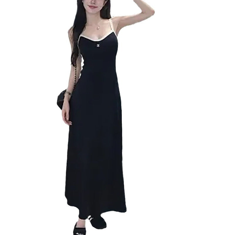 French Style Hip Dress Women's Summer New Fashion Casual A- line Stripe Slim-fit Slimming Sling dress