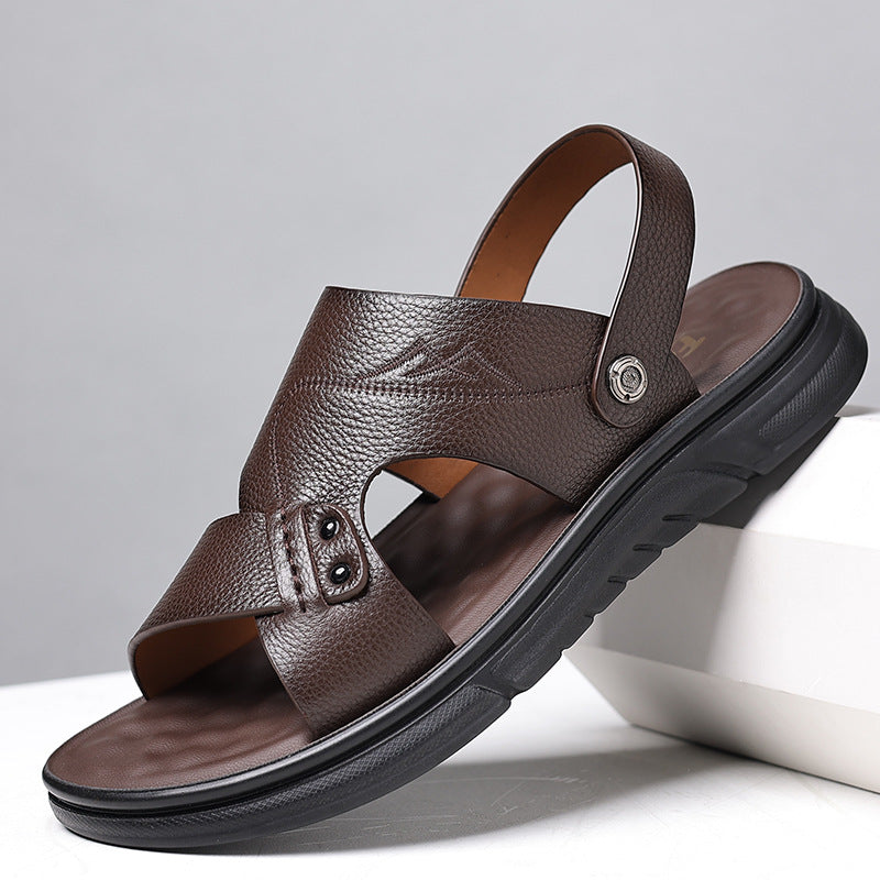 Sandals for Men 2026 Summer New Style Casual Genuine Leather Men's Sandals First-Layer Cowhide Beach Shoes for Men Factory Direct Sales
