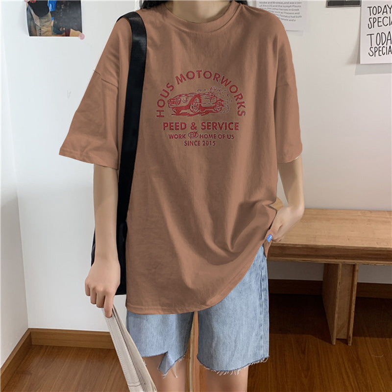 Summer Korean Style Loose Short-Sleeved T-Shirt for Women Korean Style New Bf Style Large Size Top Couple Bottoming Shirt Dropshipping