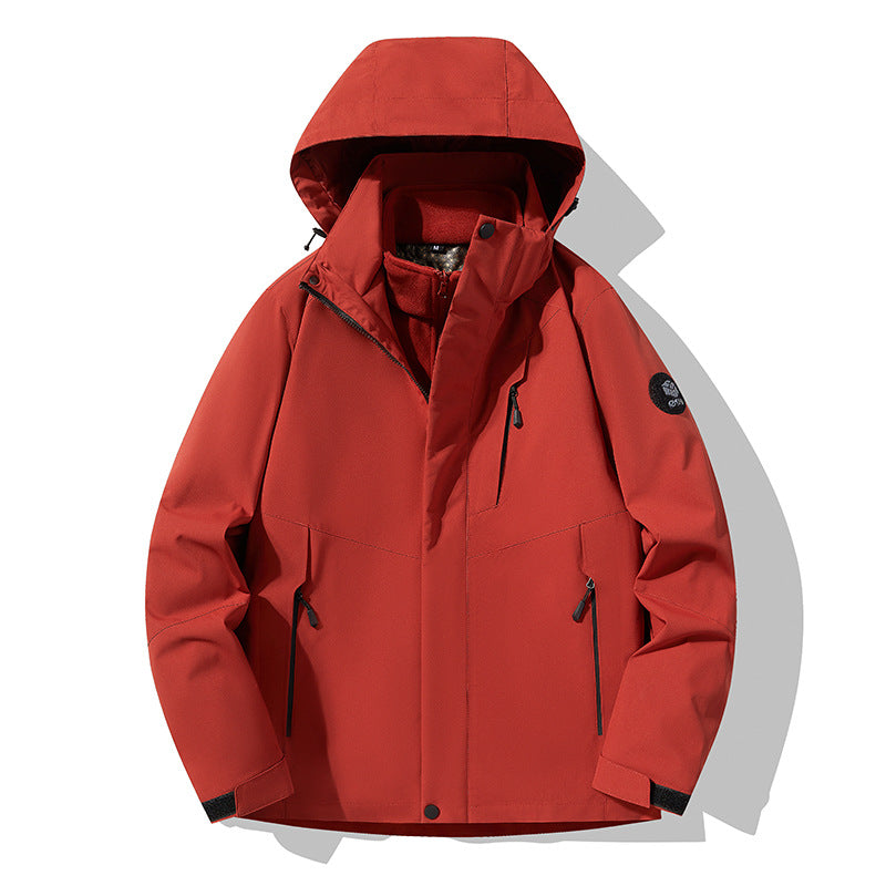 Three-In-One Detachable Autumn and Winter Jacket for Couples, Unisex Windproof and Waterproof Mountaineering Clothing with Fleece Lining