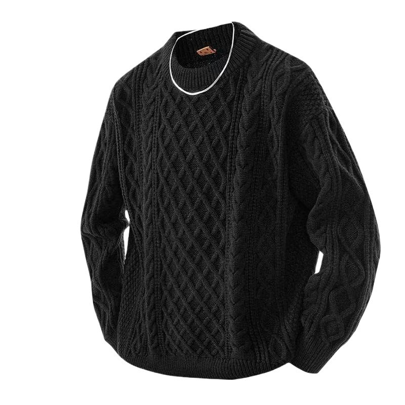 New Men's Sweater Winter New Round Neck Solid Color All-match Knitted Sweater Boys' Base Sweater Warm Trend