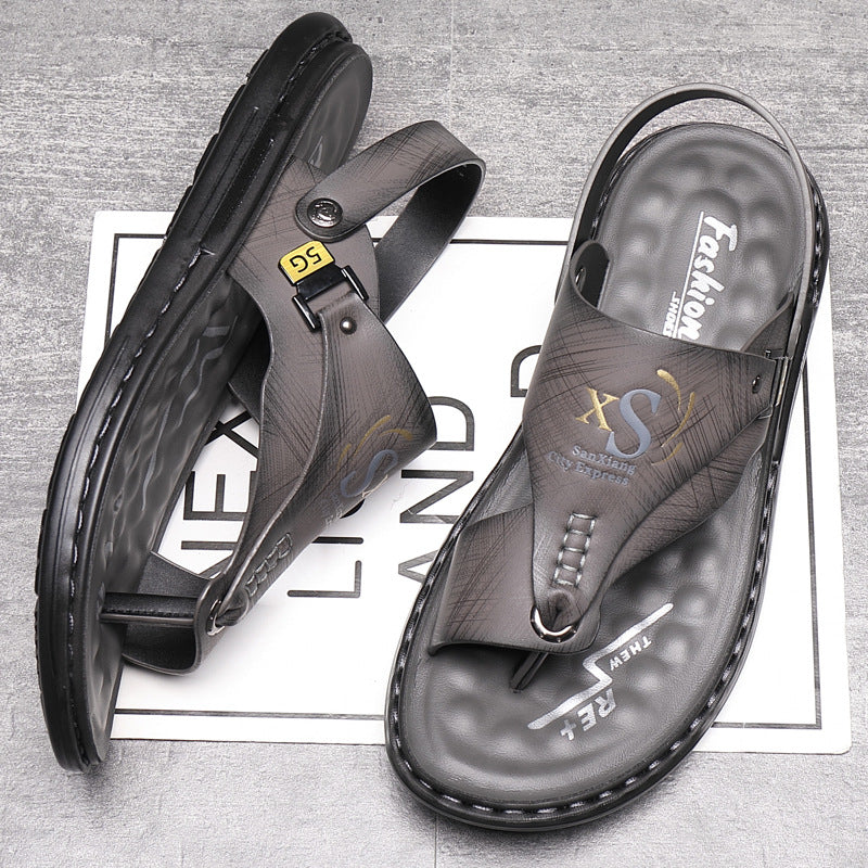 2026 New Men's Sandals for Summer, Trendy Dual-Use Driving Slippers, Men's Gray Beach Sandals