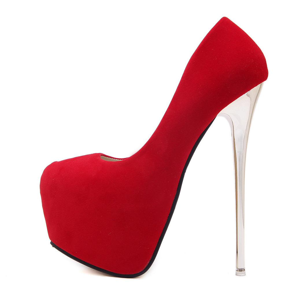 Super high heel 16cm shallow mouth single-layer shoes waterproof platform nightclub sexy stiletto heel round toe women's shoes hate sky high heels 14cm