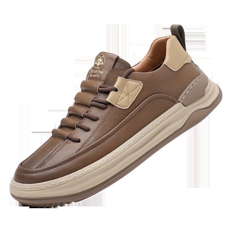 Autumn and Winter Men's New Sneakers, Thick-Soled Casual Shoes, Breathable Leather Shoes, Men's Trendy Sports Shoes, Versatile Men's Shoes Wholesale
