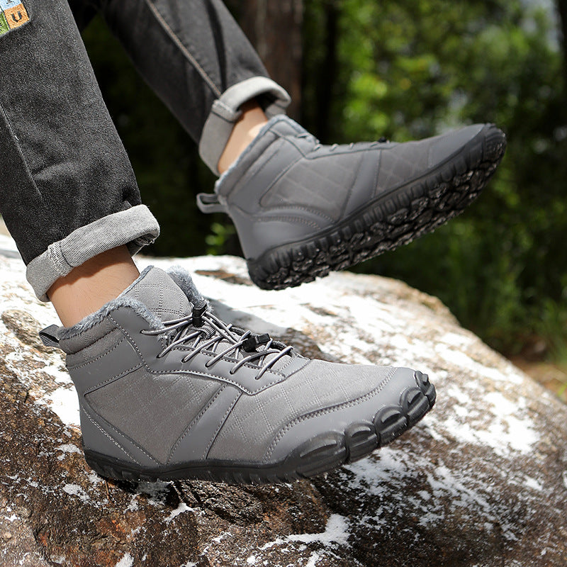 Winter Outdoor Waterproof Cotton Shoes with Velvet and Thickeneding to Keep Men's Hiking Shoes Snow Boots Non-Slip and Wear-Resistant Mid-Calf Cotton Boots