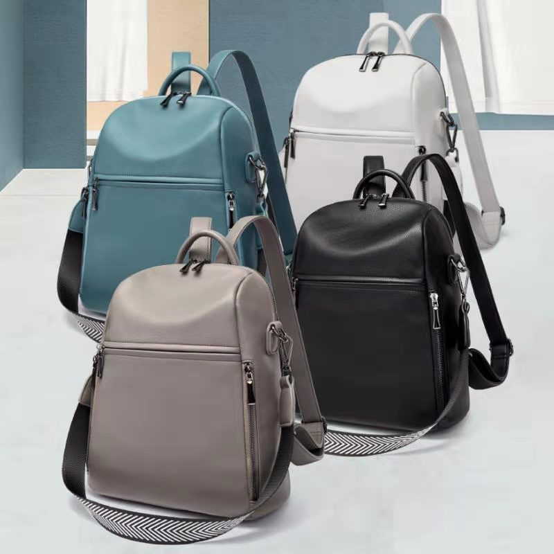 Genuine Leather Backpack for Women 2025 New Model Large Capacity Student School Bag with Multiple Pockets Urban Simple Versatile