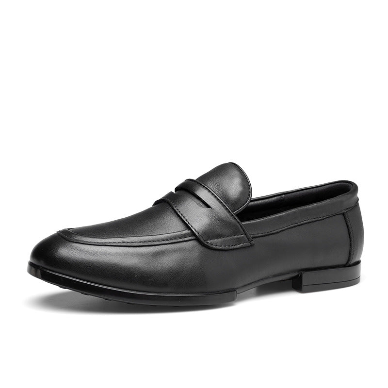 Top layer cowhide men's shoes business casual men's leather shoes summer formal wear soft bottom breathable slip-on loafers